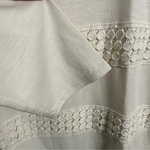 Talbots off-white long sleeved tee, size M. Embellished. Cotton blend. - Picture 3 of 8